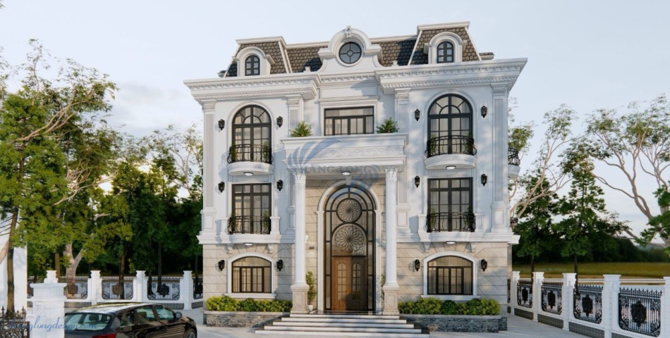 Thiết kế thi công nhà tân cổ điển mái mansard tại Bắc Ninh